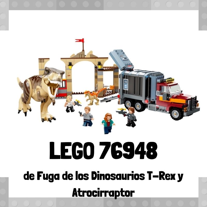 Lee más sobre el artículo Set de LEGO 76948 de Fuga de los Dinosaurios T-Rex y Atrocirraptor de Jurassic World