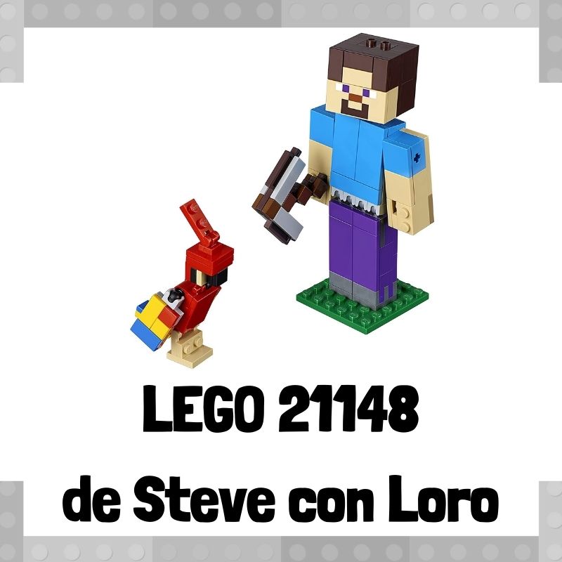 Lee más sobre el artículo Set de LEGO 21148 de Steve con Loro de Minecraft